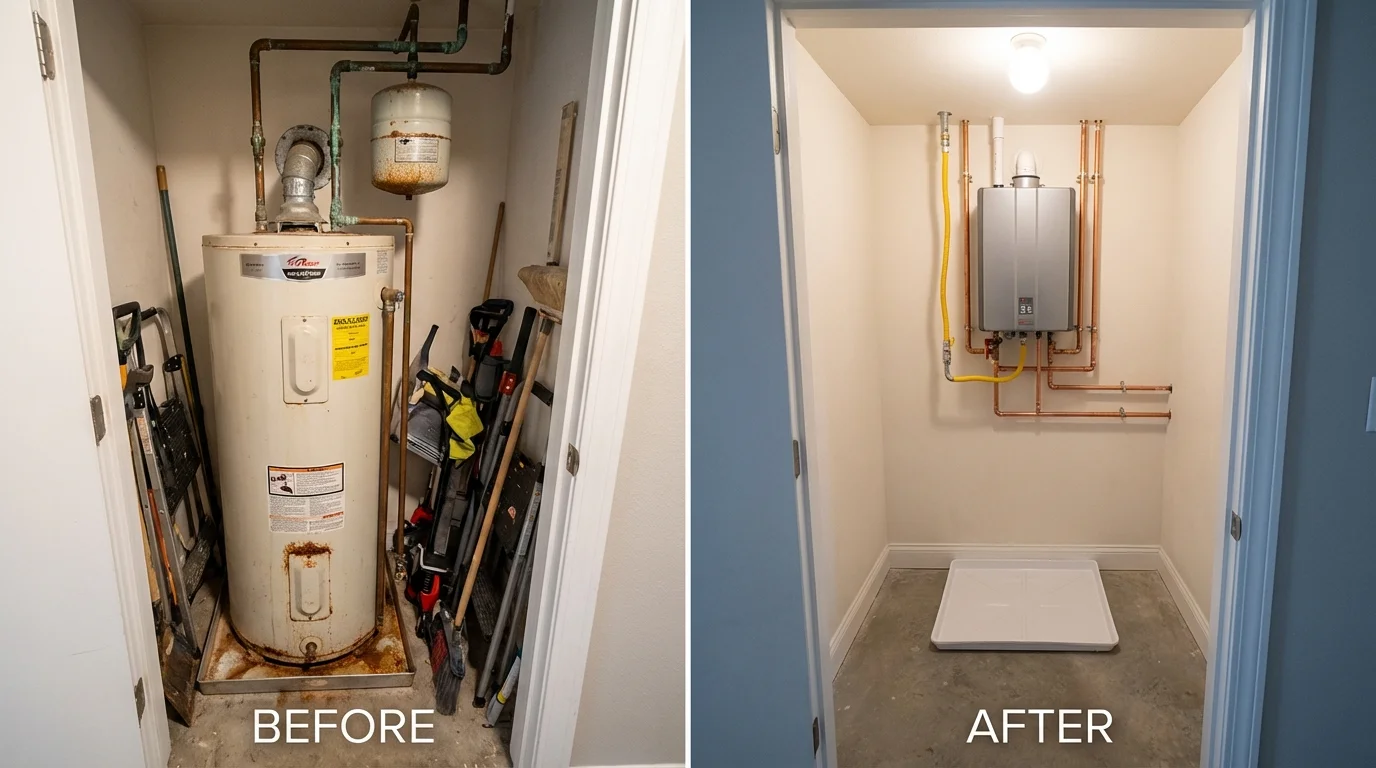 Tank water heater versus wall-mounted tankless unit comparison for Greenville, NY homeowners